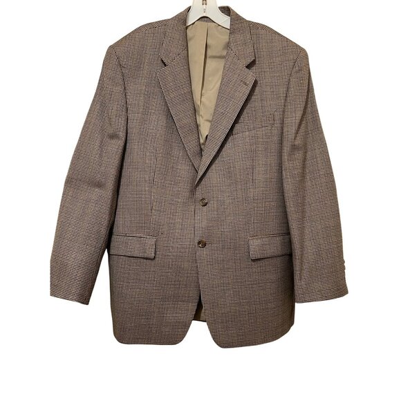 VTG Lauren Ralph Lauren Mens Houndstooth Wool Blazer Jacket 43R Made In Canada - Picture 1 of 16